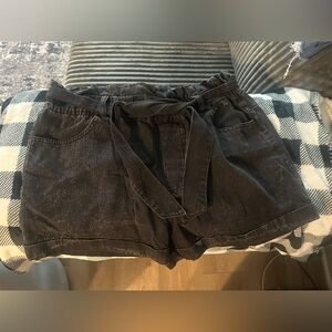 High Waist Black Denim Shorts
